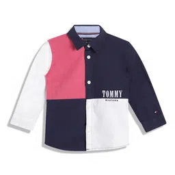 Tommy Hilfiger Boys Colourblocked Spread Collar Opaque Cotton Casual Shirt-image-55