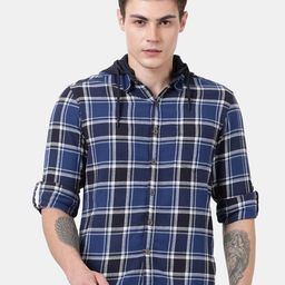t-base Men Blue Standard Tartan Checks Checked Casual Shirt-picture-6