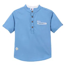 TONYBOY Boys Mandarin Collar Premium Fit Twill Pure Cotton Casual Shirt-image-91