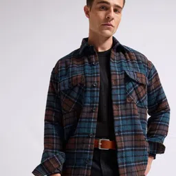 MISCHIEF MONKEY Men Classic Boxy Checked Casual Shirt-image-41