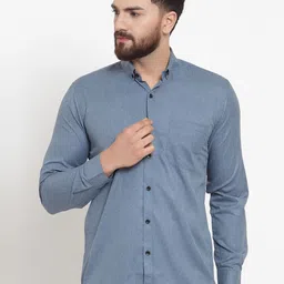 JAINISH Men Grey Comfort Casual Shirt 100% Cotton-image-1