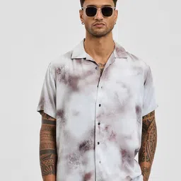 Snitch Men Relaxed Fit Cuban Collar Dyed Casual Shirt-image-9