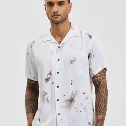 Snitch Men Relaxed Fit Cuban Collar Abstract Printed Casual Shirt-image-45