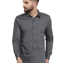 WESTCLO Men Grey Slim Fit Cotton Casual Shirt-image-52
