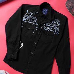 SKY HEIGHTS Boys Typography Printed Spread Collar Cotton Casual Shirt-image-92