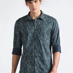 Flying Machine Spread Collar Abstarct Printed Casual Pure Cotton Shirt-picture-37