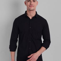 Majestic Man Men Black Comfort Slim Fit Cotton Casual Shirt-image-96