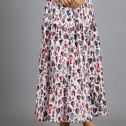 HANDICRAFT PALACE Printed Tiered Maxi Pure Cotton Skirt-image-16