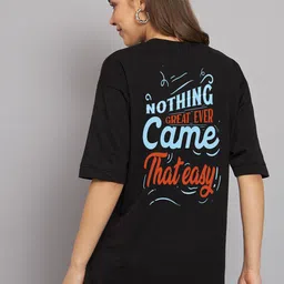 Imsa Moda Typography Printed Drop-Shoulder Sleeves Cotton Oversized T-Shirt-picture-27