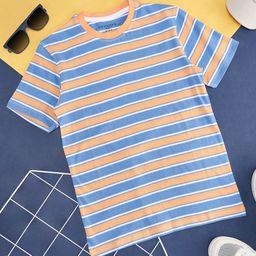 Pantaloons Junior Boys Striped Round Neck Cotton T-shirt-image-52