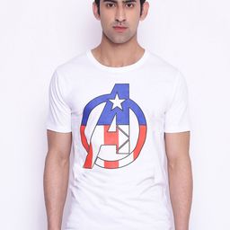 Marvel by Wear Your Mind Men White Blue Avengers Printed Pure Cotton T-shirt-image-36