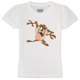 Looney Tunes by Wear Your Mind Girls White & Brown Looney Tunes Printed T-shirt-picture-27