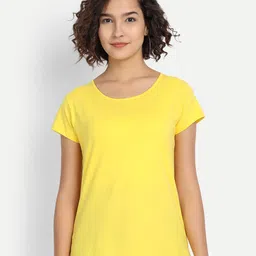 BE AWARA Women Yellow Solid T-shirt-picture-23