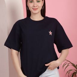 Fabflee Women Printed Extended Sleeves Raw Edge T-shirt-image-70