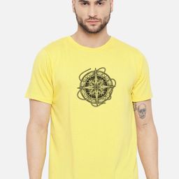 FFLIRTYGO Men Yellow Raw Edge T-shirt-image-55