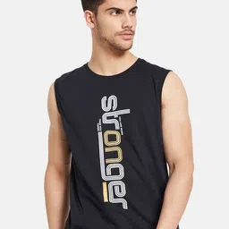 Octave Typography Printed Sleeveless Cotton Casual T-shirt-image-11