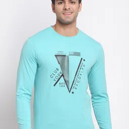 Club York Men Turquoise Blue Typography Printed Raw Edge T-shirt-image-25