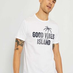 KIABI Men Typography Printed Raw Edge T-shirt-image-40