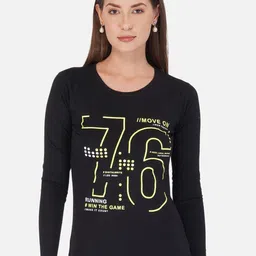 appulse Women Black Typography Printed Long Sleeve Round Neck  T-shirt-image-109