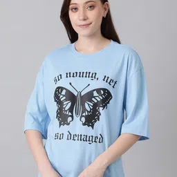 KOTTY Basics Typography Printed Drop-Shoulder Sleeves Oversized T-shirt-picture-12