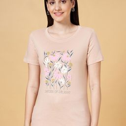 Honey by Pantaloons Floral Printed Round Neck Cotton Casual T-shirt-picture-31