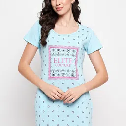 VERO AMORE Typography Printed Cotton Knitted Longline Lounge T-shirt-image-15