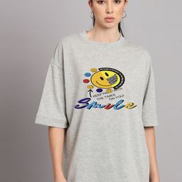 Imsa Moda Typographic Printed Drop-Shoulder Sleeves Cotton Oversized T-shirt-image-64