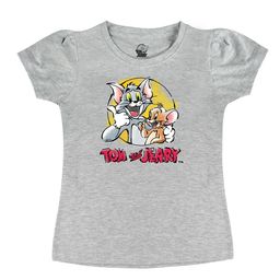 Tom & Jerry by Wear Your Mind Girls Grey Cotton Printed T-shirt-image-83
