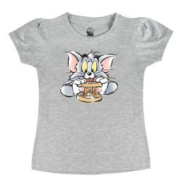 Tom & Jerry by Wear Your Mind Girls Grey Printed Pure Cotton Regular Fit T-shirt-image-82