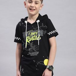 Monte Carlo Boys Typography Printed Casual Hooded T-shirt-picture-55