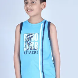 3PIN Boys Typography Printed And Striped Sleeveless Cotton T-shirt-image-15
