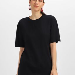 JUNEBERRY Women Typography Printed Pure Cotton Raw Edge T-shirt-image-48