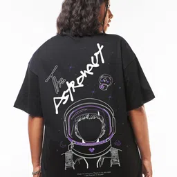 Bewakoof Plus BTS Astro Graphic Printed Drop-Shoulder Sleeves Cotton Oversized T-shirt-image-6
