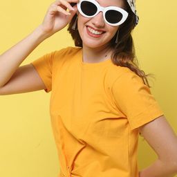 DOOR74 Round Neck Twisted Cotton T-shirt-image-41