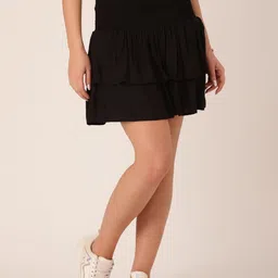 DressBerry Smocked Ruffled Mini Flared Skirt-35