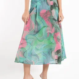 RAREISM Printed Cotton Flared Midi Skirt-picture-39