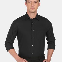 Arrow Men Black Solid Cotton Slim Fit Formal Shirt-image-30