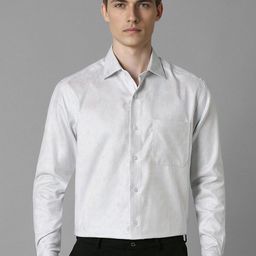 Louis Philippe Men Spread Collar Textured Cotton Formal Shirt-picture-36