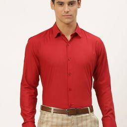 SOJANYA Men Red Solid Classic Fit Formal Shirt-image-19