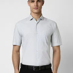 Peter England Self Design Short Sleeves Formal Shirt-image-10