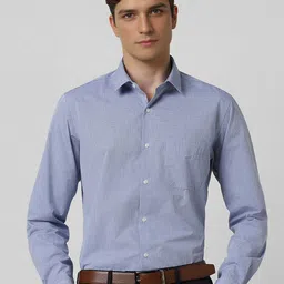 Peter England Men Spread Collar Checked Cotton Formal Shirt-picture-25