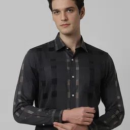 Peter England Men Spread Collar Geometric Printed Cotton Formal Shirt-image-81