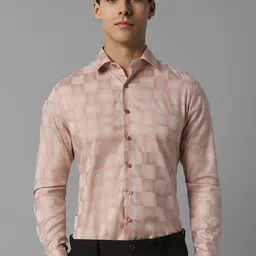 Louis Philippe Slim Fit Checked Formal Pure Cotton Shirt-image-50