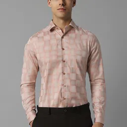 Louis Philippe Slim Fit Geometric Printed Spread Collar Pure Cotton Formal Shirt-image-61