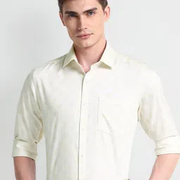Arrow Men Slim Fit Micro Ditsy Printed Twill Pure Cotton Formal Shirt-image-41