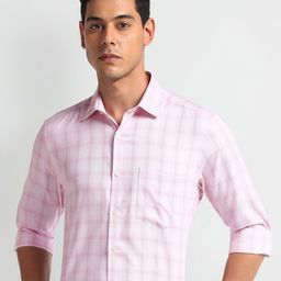 Arrow Men Opaque Checked Formal Shirt-image-50