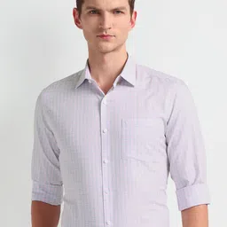 Arrow Spread Collar Tartan Checked Formal Shirt-image-84