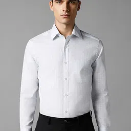 Louis Philippe Checked Spread Collar Pure Cotton Formal Shirt-image-58