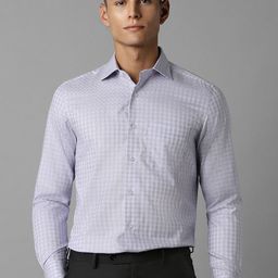 Louis Philippe Men Checked Pure Cotton Formal Shirt-image-49