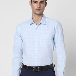 Peter England Spread Collar Long Sleeves Checked Regular Fit Formal Shirt-image-3